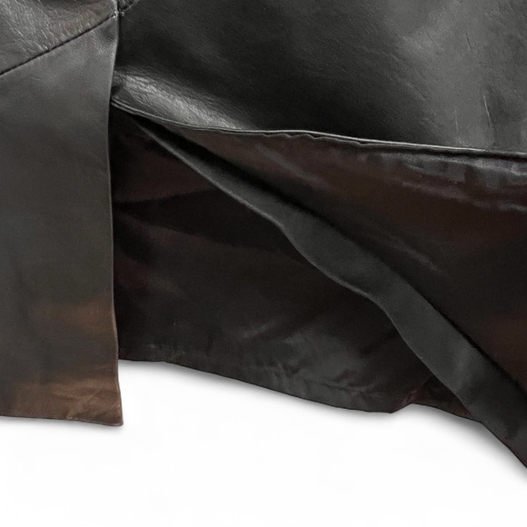 Vintage 80s-90s Sienna New York 100% Leather Seamed Midi Skirt size 10 - Picture 3 of 13